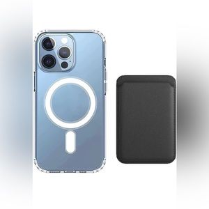 Tahamus [2 in 1] Magnetic Clear Case + Magnetic Leather Wallet Card Holder